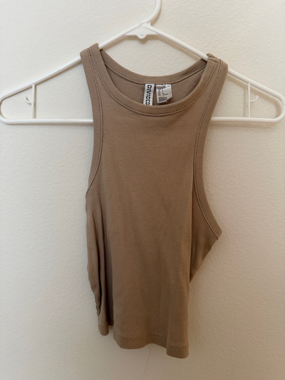 H&M Ribbed Tank Top in Taupe Beige